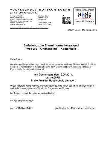 Einladung zum Elterninformationsabend -Web 2.0 - Rottach-Egern ...