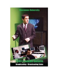 Broadcasting Graduation Bulletin 2003 - Vincennes University