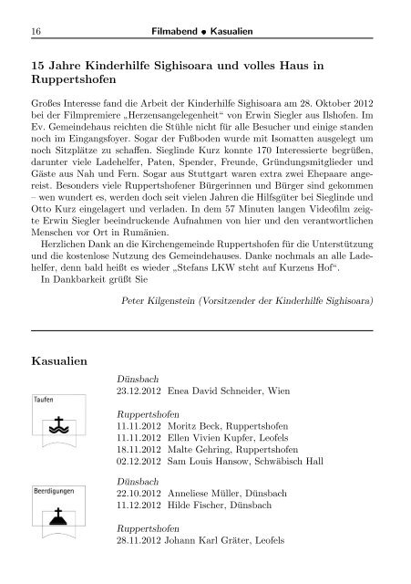 aktuellen Gemeindebrief Nr. 116 - Evangelischer Kirchenbezirk ...