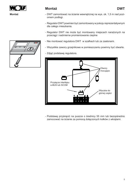 Instrukcja montaÃ…Â¼u i obsÃ…Â‚ugi DWT - Wolf