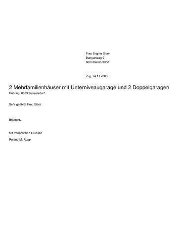 2 Mehrfamilienhäuser mit Unterniveaugarage und ... - mvmbauinfo.ch