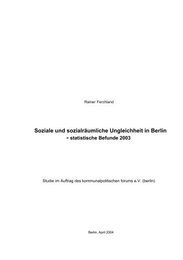 Soziale und sozialrÃ¤umliche Ungleichheit in Berlin