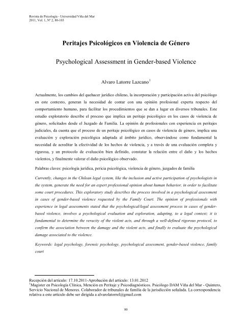 Peritajes PsicolÃ³gicos en Violencia de GÃ©nero - Universidad de ...