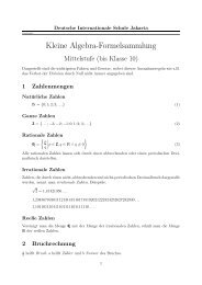 Kleine Algebra-Formelsammlung