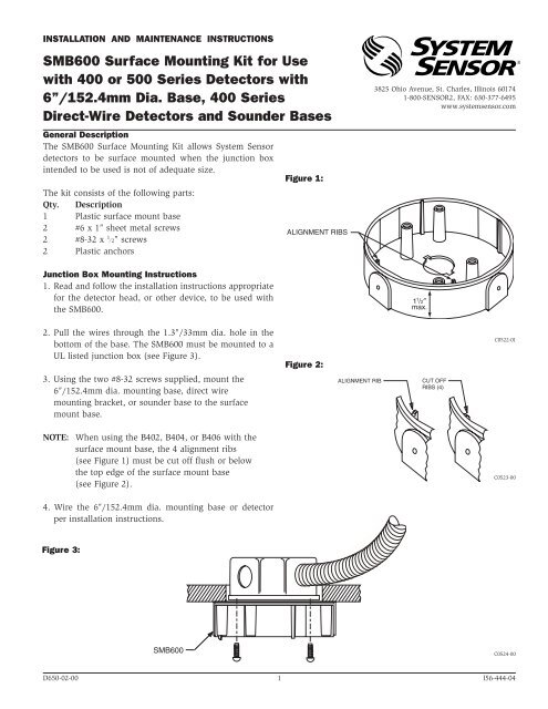 SMB600 Surface Mounting Kit for Use with 400 or 500 Series ...