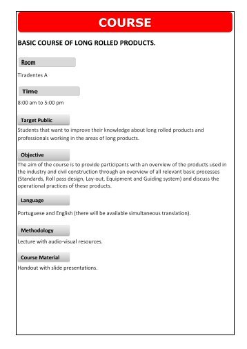 basic course of long rolled products. - ABM