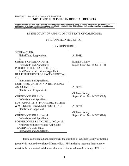 California Court of Appeal for the First Appellate District