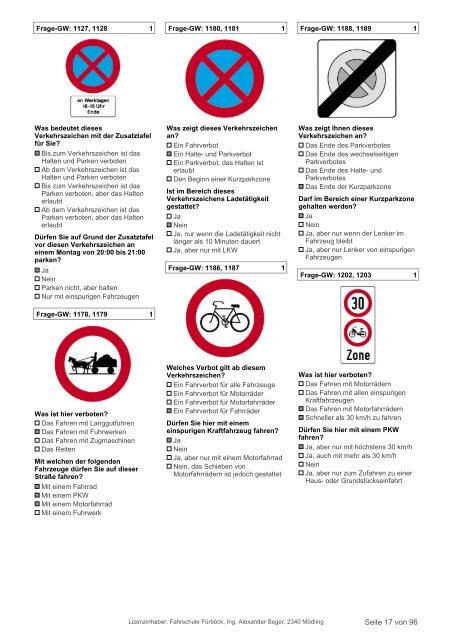 Prüfungsfragen Grundwissen, Stand 10. August 2013 - Fahrschule ...