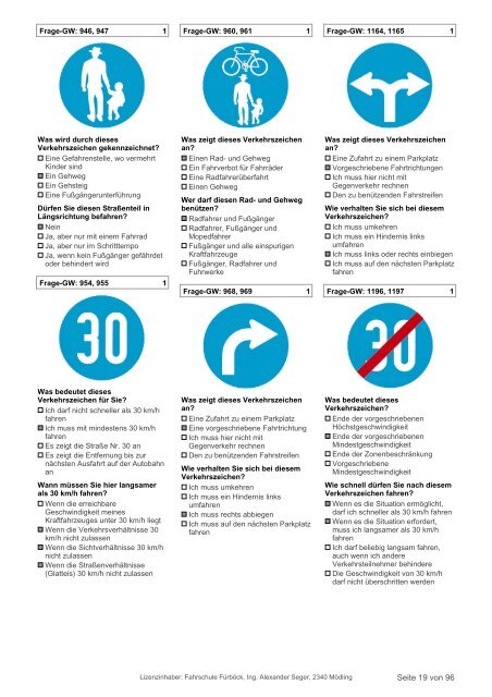 Prüfungsfragen Grundwissen, Stand 10. August 2013 - Fahrschule ...