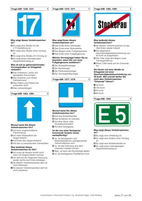 Prüfungsfragen Grundwissen, Stand 10. August 2013 - Fahrschule ...