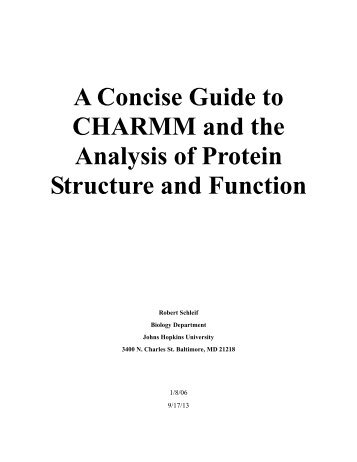 Analysis of Protein Structure and Function: - JHU - Biology - Dr ...