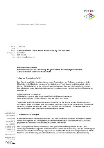 1. Juni 2011 3 Arbeitssicherheit â neue Viscom BranchenlÃ¶sung ab ...