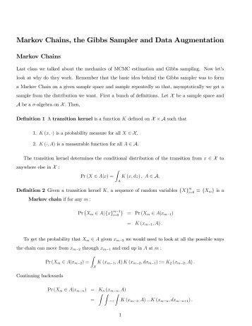 Markov Chains, the Gibbs Sampler and Data Augmentation