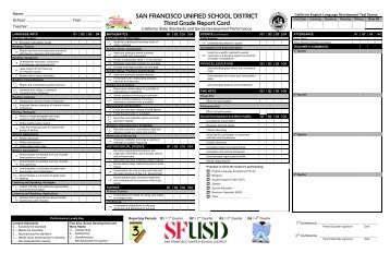 Report Card grade 3 - San Francisco Public Schools