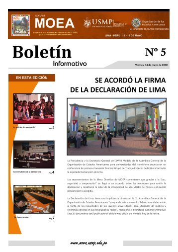 BoletÃ­n Informativo del XXVIII MOEA - NÂ° 5 - Universidad de San ...