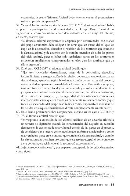 El artículo 14 de la nueva Ley Peruana de Arbitraje ... - lima arbitration