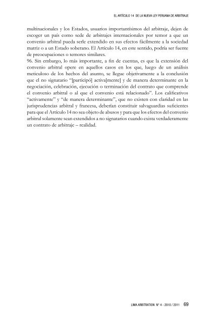 El artículo 14 de la nueva Ley Peruana de Arbitraje ... - lima arbitration