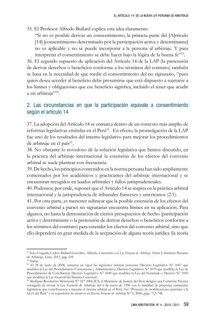 El artículo 14 de la nueva Ley Peruana de Arbitraje ... - lima arbitration