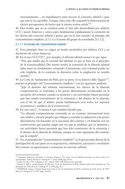 El artículo 14 de la nueva Ley Peruana de Arbitraje ... - lima arbitration