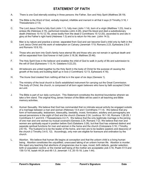 Pre-school Reference Form - Seffner Christian Academy