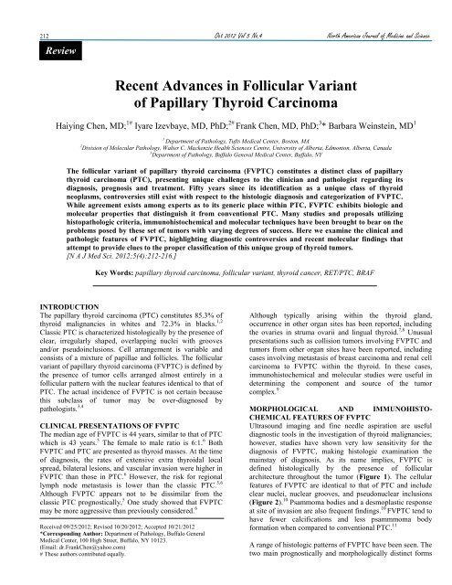 Recent Advances in Follicular Variant of Papillary Thyroid Carcinoma