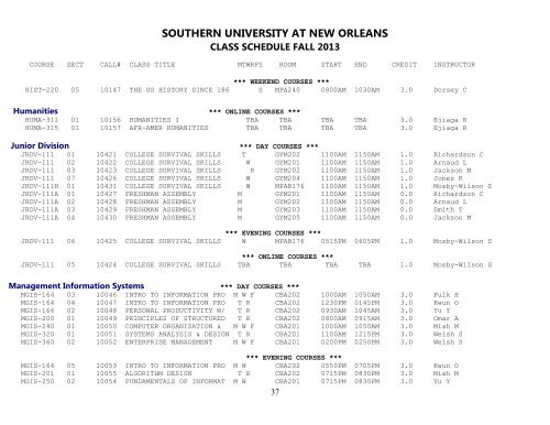 Accounting *** DAY COURSES *** - Southern University New Orleans