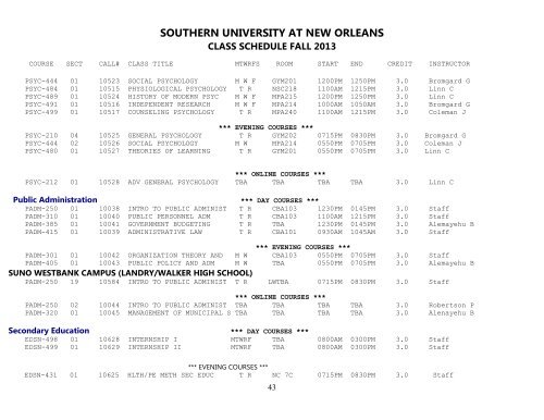 Accounting *** DAY COURSES *** - Southern University New Orleans