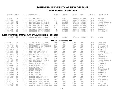 Accounting *** DAY COURSES *** - Southern University New Orleans