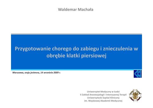 Znieczulenie pacjentÃ³w do operacji w obrÄbie klatki piersiowej