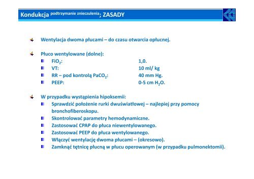 Znieczulenie pacjentÃ³w do operacji w obrÄbie klatki piersiowej