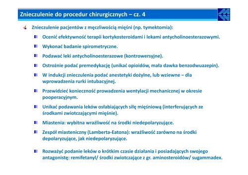 Znieczulenie pacjentÃ³w do operacji w obrÄbie klatki piersiowej