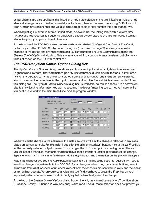 SIA-Smaart Pro External Device Notes - JBL Professional