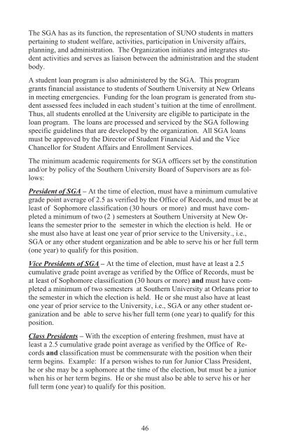 Student Handbook - Southern University New Orleans