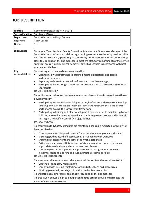 TP Job Description template