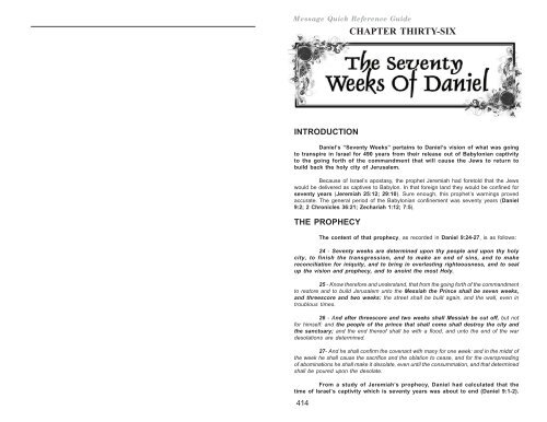 the seventy weeks of daniel - End Time Message