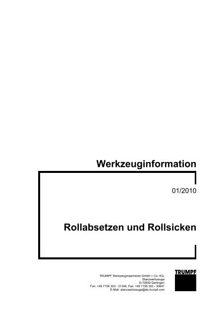 Werkzeuginformation Rollabsetzen und Rollsicken - infoportal