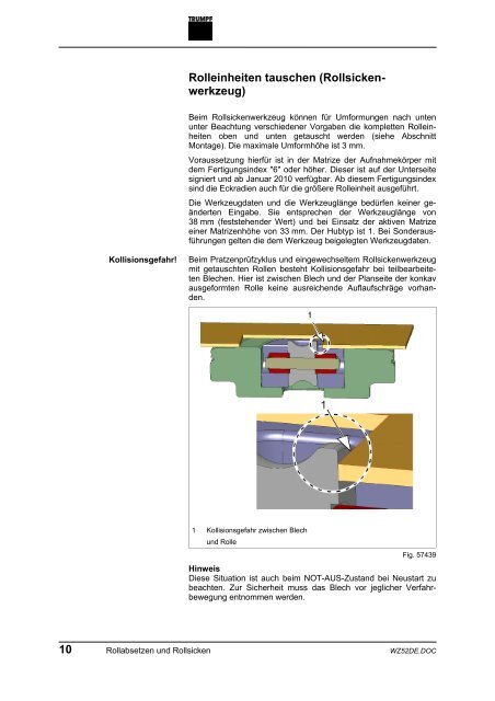 Werkzeuginformation Rollabsetzen und Rollsicken - infoportal