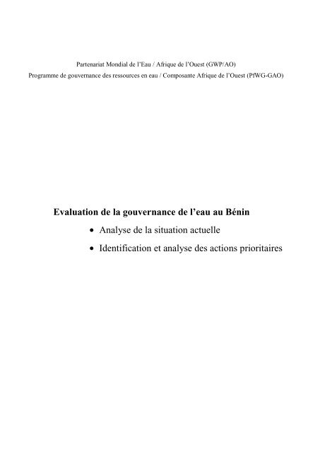 Evaluation de la gouvernance de l'eau au BÃ©nin â¢ Analyse de la ...