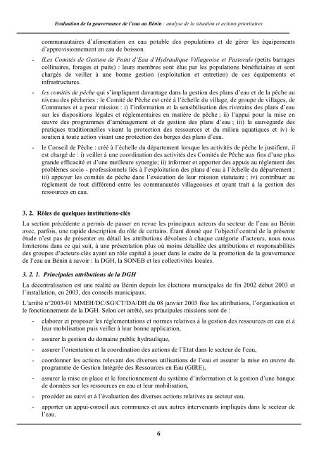 Evaluation de la gouvernance de l'eau au BÃ©nin â¢ Analyse de la ...