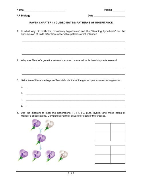 Raven 7th Guided Notes Chapter 13 Explore Biology