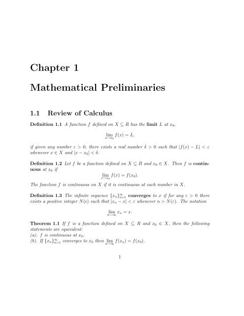 Chapter 1 Mathematical Preliminaries