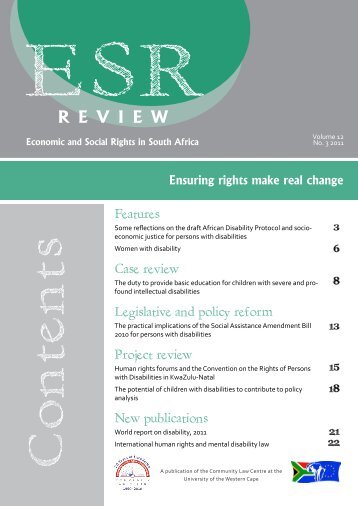 ESR Review Volume 12 No 3 - 2011 - Community Law Centre