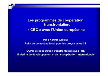 Les programmes de coopÃ©ration transfrontaliÃ¨re Â« CBC ... - Iresa