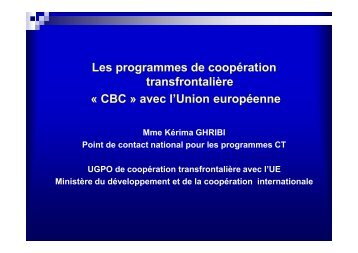 Les programmes de coopÃ©ration transfrontaliÃ¨re Â« CBC ... - Iresa