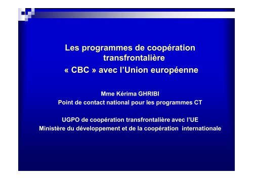 Les programmes de coopÃ©ration transfrontaliÃ¨re Â« CBC ... - Iresa