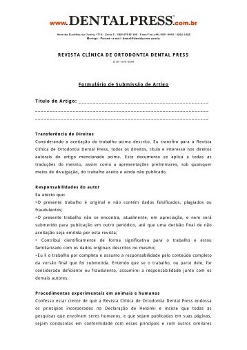 REVISTA DENTAL PRESS DE ORTODONTIA