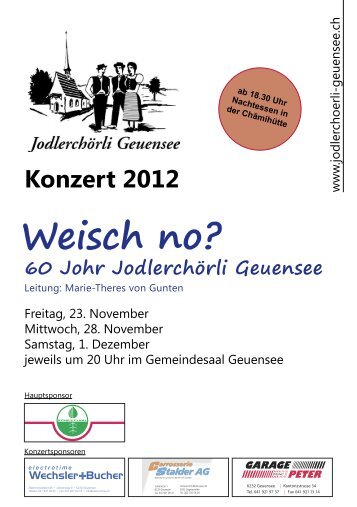 Konzert 2012 Weisch no? 60 Johr Jodlerchörli Geuensee