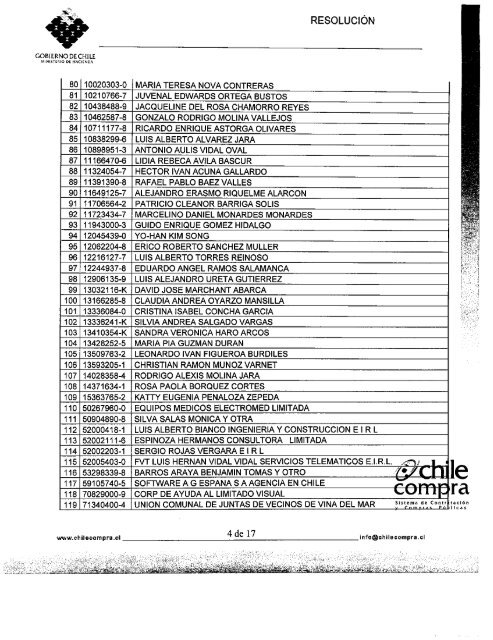ResoluciÃ³n Proveedores Inscritos Febrero 2006 - Chileproveedores