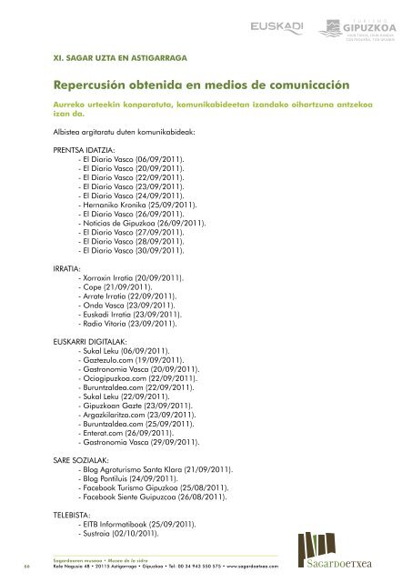 Repercusión en los medios de comunicación - Sagardoetxea