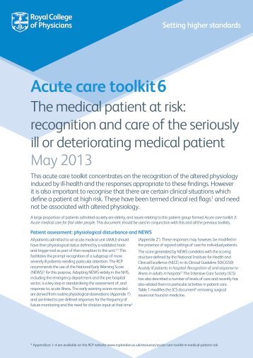 RCP Acute Care Toolkit 6 - Royal College of Physicians